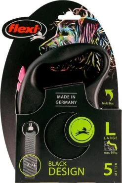 Hondenriem - Looplijn - FLEXI Rollijn BLACK DESIGN TAPE - L - ROZE - 5 Meter -Hondenproducten 802x1200 1