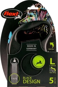 Hondenriem - Looplijn - FLEXI Rollijn BLACK DESIGN TAPE - L - ZWART/BLAUW - 5 Meter 7 Hondenriem - Looplijn - FLEXI Rollijn BLACK DESIGN TAPE - L - ZWART/BLAUW - 5 Meter -Hondenproducten 802x1200 2