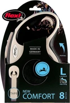 Flexi Rollijn New Comfort Tape L 8 M - Hondenriem - Zwart&Lichtgrijs -Hondenproducten 819x1200