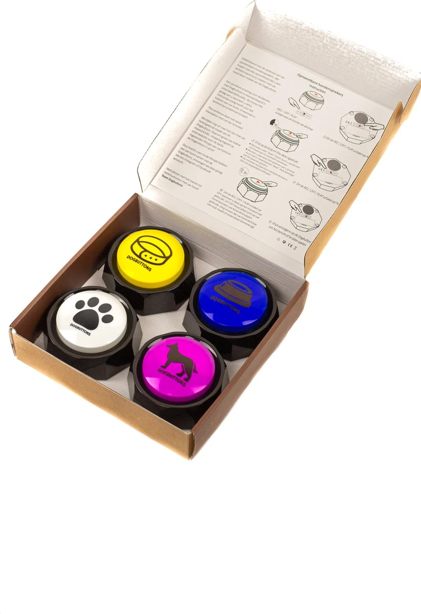 Dogbuttons® – PETIFY PREMIUM Praatknoppen –4 Stuks - Praatknop – Hond – Opneembare Knoppen – Hond Praten – Hondentraining – Praatknoppen – Dog Button – Hondenknop – Huisdier – Honden Speelgoed Intelligentie – Praten Met Hond – Laat Uw Hond Spreken! 4 Dogbuttons® – PETIFY PREMIUM Praatknoppen –4 Stuks - Praatknop – Hond – Opneembare Knoppen – Hond Praten – Hondentraining – Praatknoppen – Dog Button – Hondenknop – Huisdier – Honden Speelgoed Intelligentie – Praten Met Hond – Laat Uw Hond Spreken! - Afbeelding 2