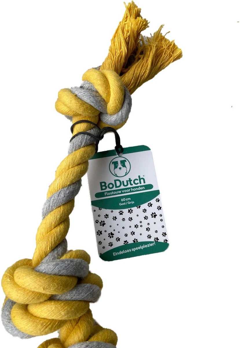 BoDutch Flostouw Hond - Hondenspeelgoed - Trektouw Hond - Hondentouw - Flostouw Hond - 60 Cm - Apporteerspeelgoed - Geel/Grijs 10 BoDutch Flostouw Hond - Hondenspeelgoed - Trektouw Hond - Hondentouw - Flostouw Hond - 60 Cm - Apporteerspeelgoed - Geel/Grijs - Afbeelding 8