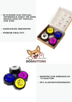 Merkloos Dogbuttons® – PETIFY PREMIUM Praatknoppen - 4stuks – Praatknop – Hond – Opneembare Knoppen – Hond Praten – Hondentraining – Praatknoppen – Dog Button – Hondenknop – Huisdier – Honden Speelgoed Intelligentie – Praten Met Hond – Laat Uw Hond Spreken! -Hondenproducten 848x1200 4