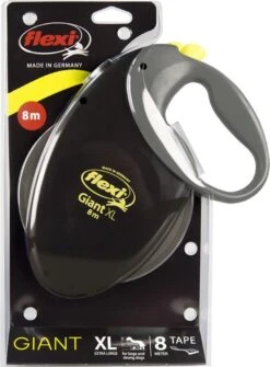 Flexi Giant Tape - Hondenriem - Zwart/Geel - XL - 8 M - (<50 Kg) -Hondenproducten 886x1200