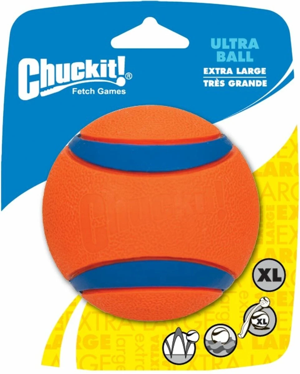 Chuckit! Ultra Ball XL – Honden Speelgoed – Ø 9 Cm – Oranje/Blauw – Apporteerspeelgoed – 1-Pack 3 Chuckit! Ultra Ball XL – Honden Speelgoed – Ø 9 Cm – Oranje/Blauw – Apporteerspeelgoed – 1-Pack